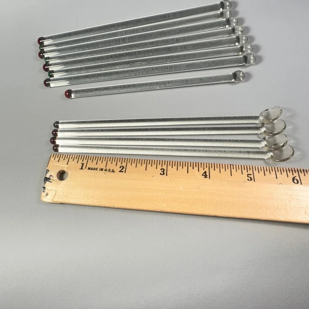 Vintage Clear Glass Swizzle Sticks & Cocktail Spoons‎ Lot Barware MCM 12 Pc